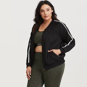 Torrid Active Black and White Stripe Track Jacket